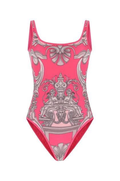 Printed stretch polyester swimsuit 