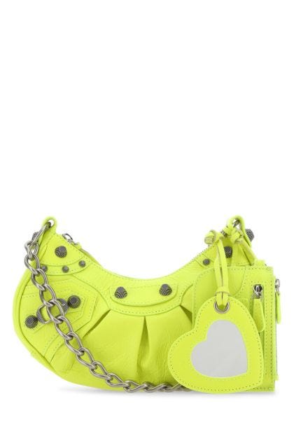 Fluo yellow nappa leather Le Cagole XS crossbody bag