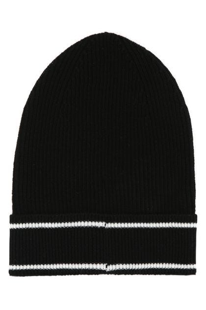 Black wool beanie hat