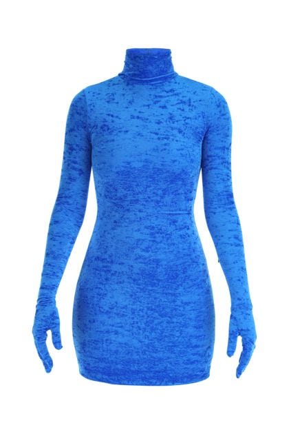 Blue chenille mini dress