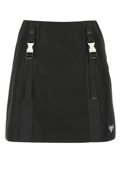 Black nylon mini skirt