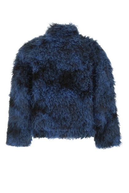 Two-tone eco fur coat