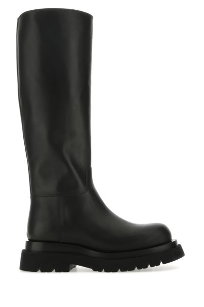 Black leather Lug boots 