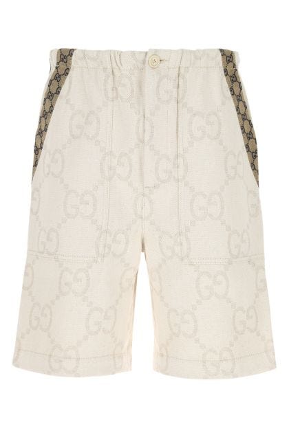 Embroidered cotton blend bermuda shorts 