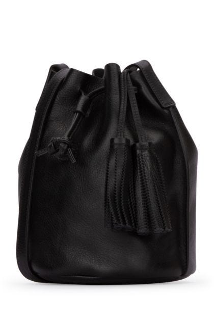 Black leather Silvia bucket bag
