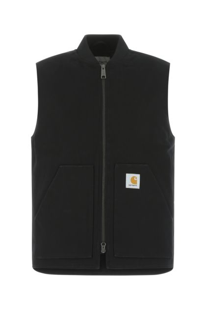 Black cotton sleeveless padded jacket