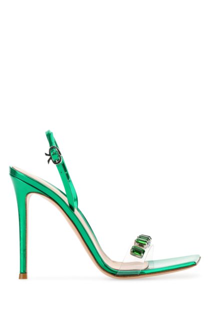 Green leather  and PVC Ribbon Candy sandals