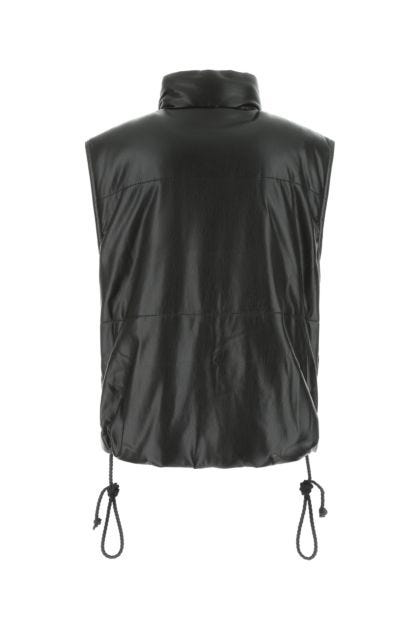Black synthetic leather padded jacket
