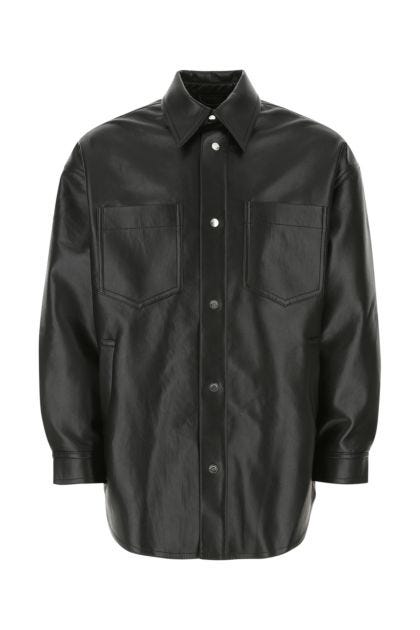 Black regenerated leather oversize Martin shirt