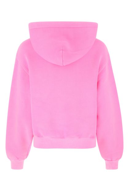 Fluo pink cotton blend oversize sweatshirt