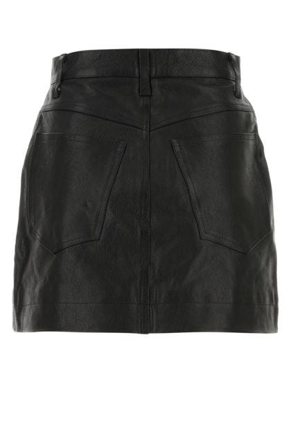 Black leather mini skirt 