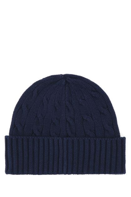 Navy blue cotton beanie hat