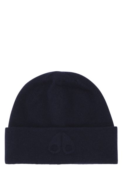 Navy blue wool beanie hat