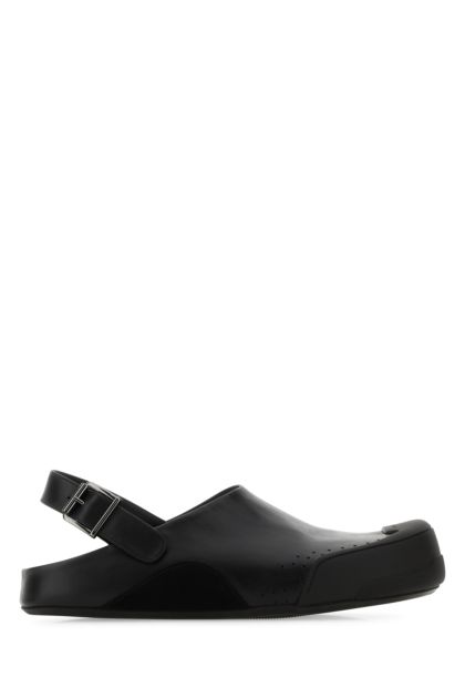 Black leather Fussbett slippers