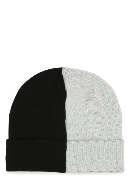 Two-tone wool and acrylic beanie hat