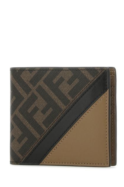 Multicolor fabric and leather wallet