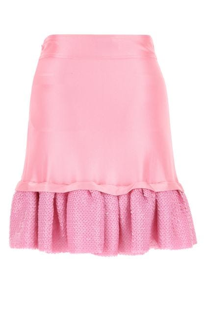 Pink stretch viscose mini skirt