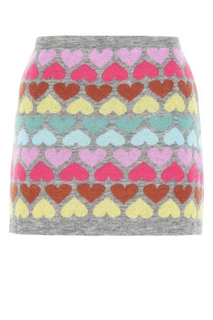 Embroidered mohair blend mini skirt