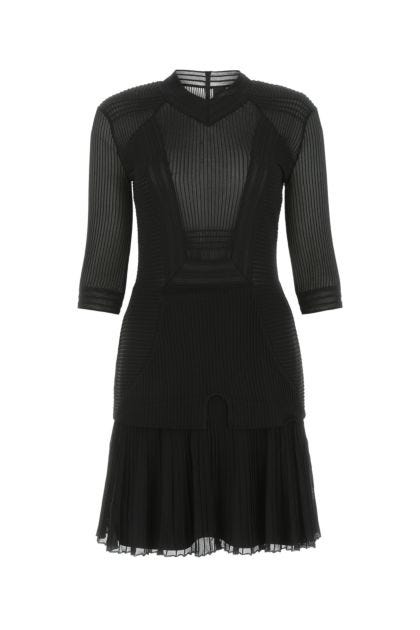 Black stretch viscose blend mini dress