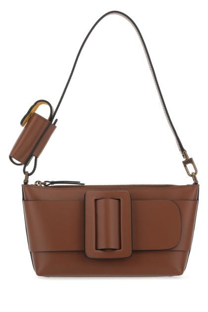 Brown leather Buckle shoulder bag