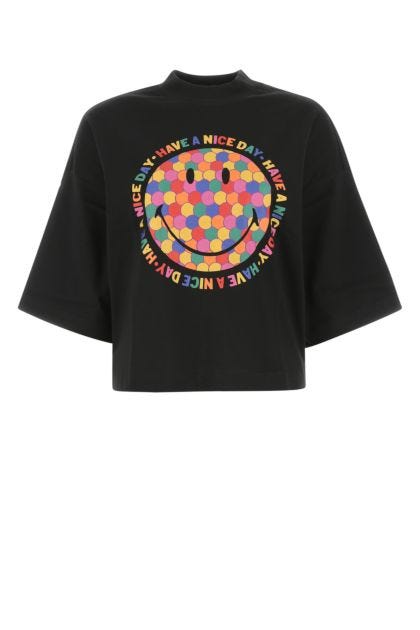 Black cotton oversize Have a nice day t-shirt