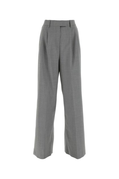 Grey stretch wool wide-leg pant