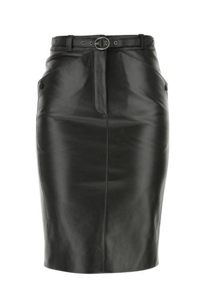 Black nappa leather skirt