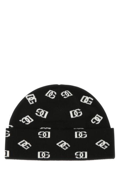 Embroidered wool blend beanie hat 