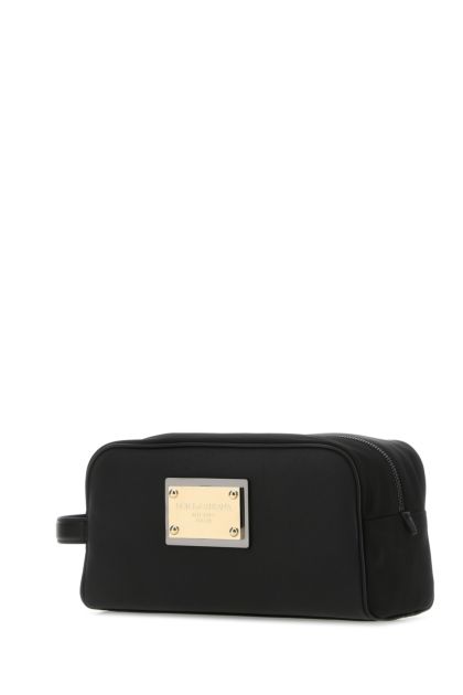 Black leather and nylon beauty case 