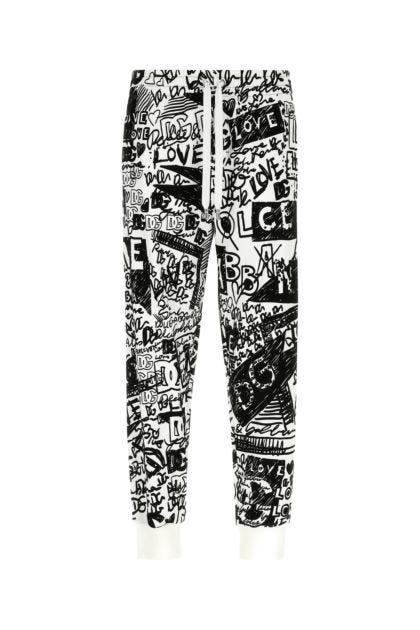 Printed cotton blend joggers