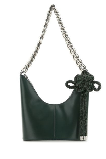 Dark green leather shoulder bag