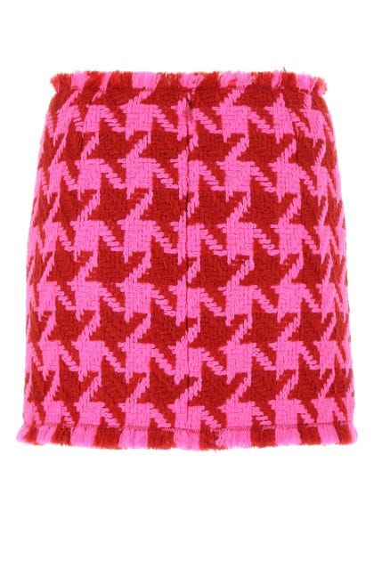 Embroidered wool blend mini skirt