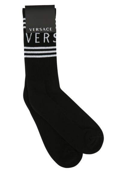 Black stretch cotton blend socks