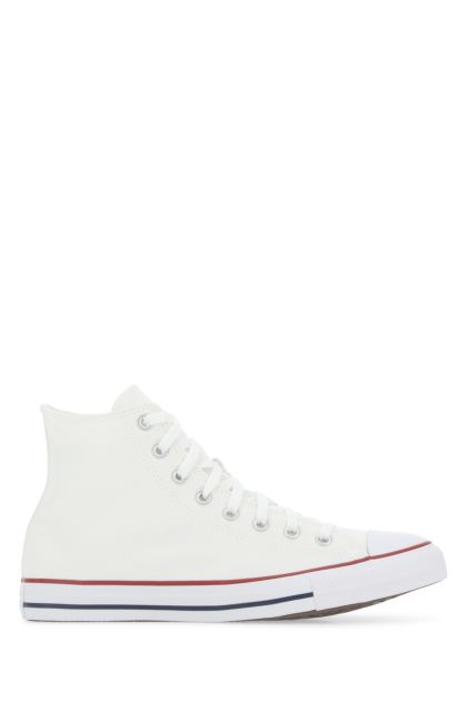 White canvas Chuck Taylor HI sneakers