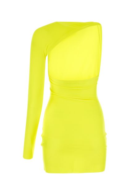 Fluo yellow satin mini skirt