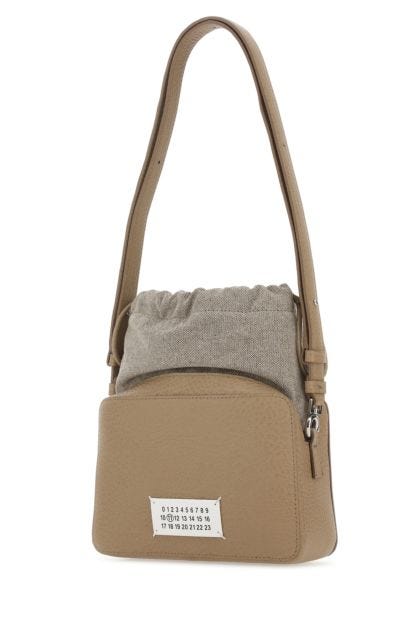 Biscuit leather and fabric 5AC bucket bag