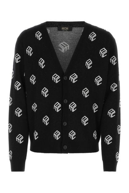 Embroidered wool oversize cardigan 