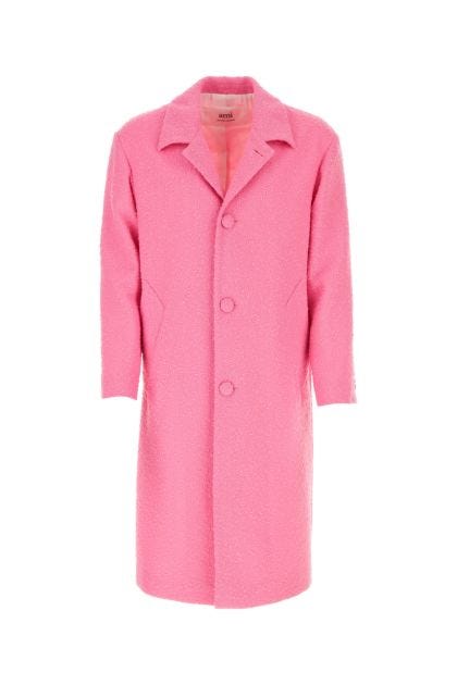 Pink bouclé coat