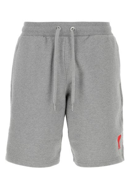 Melange grey stretch cotton bermuda shorts