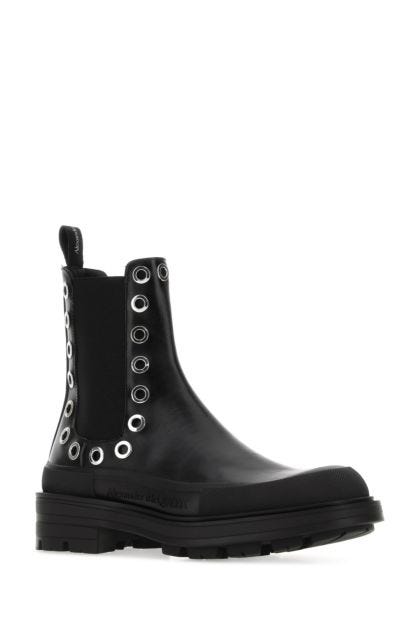 Black leather Boxcar ankle boots