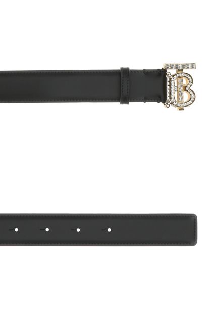 Black leather TB belt