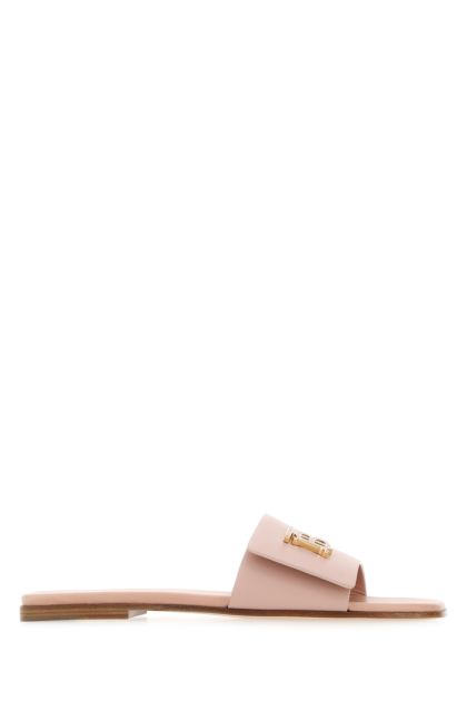 Powder pink leather slippers