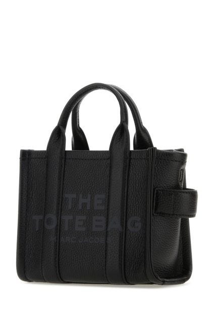 Black leather micro The Tote Bag handbag