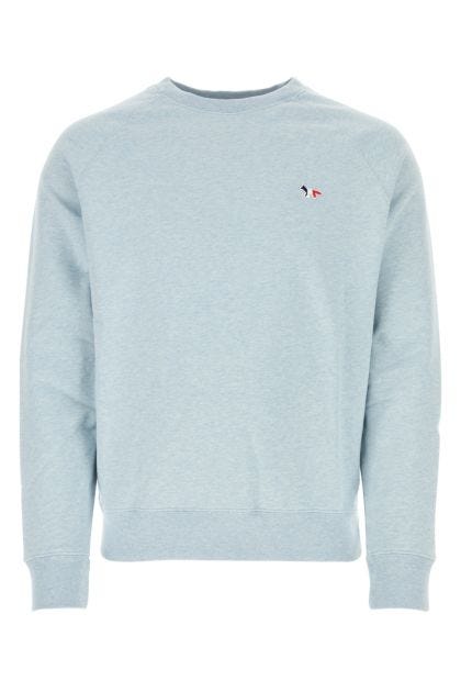Melange light-blue cotton sweatshirt