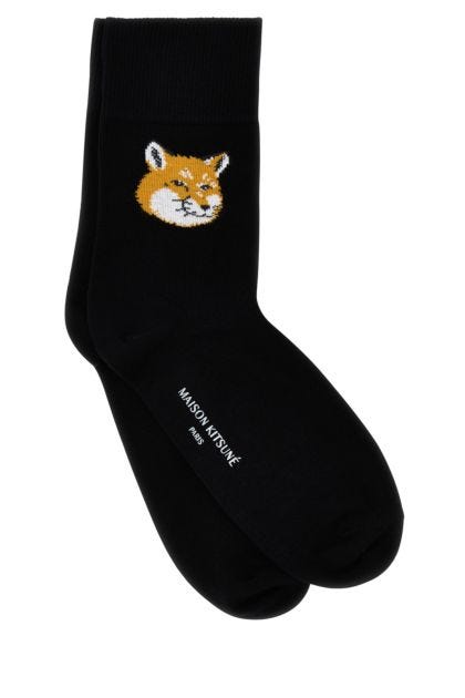 Black stretch cotton blend Fox Head socks