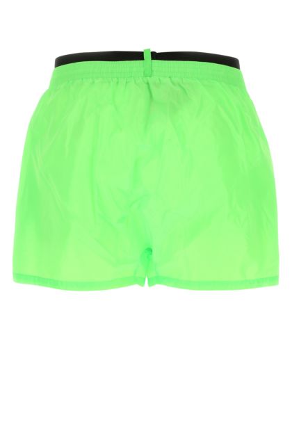Fluo green nylon swimming shorts