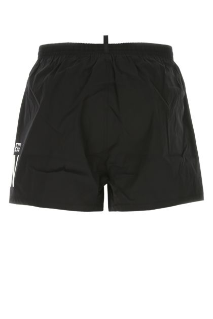 Black stretch nylon swimming shorts