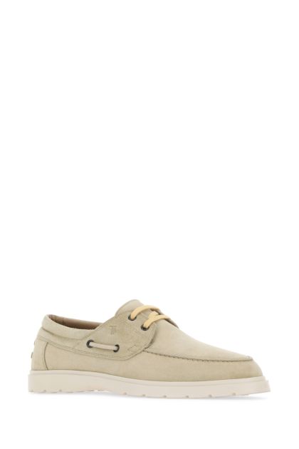 Sand suede lace-up shoes
