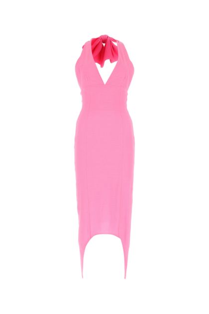 Pink stretch seersucker dress