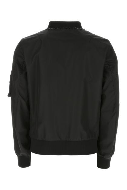 Black nylon bomber jacket